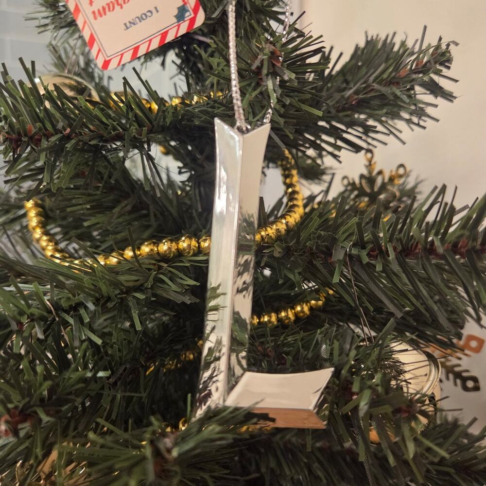 L Initial Monogram Silver Christmas Ornament